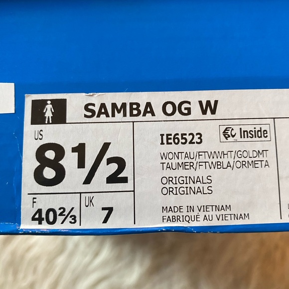 🔥NWT🔥 Adidas Samba OG Women’s, Wonder Taupe/Footwear White/Gold Metallic, Sz 8.5 - Picture 13 of 13